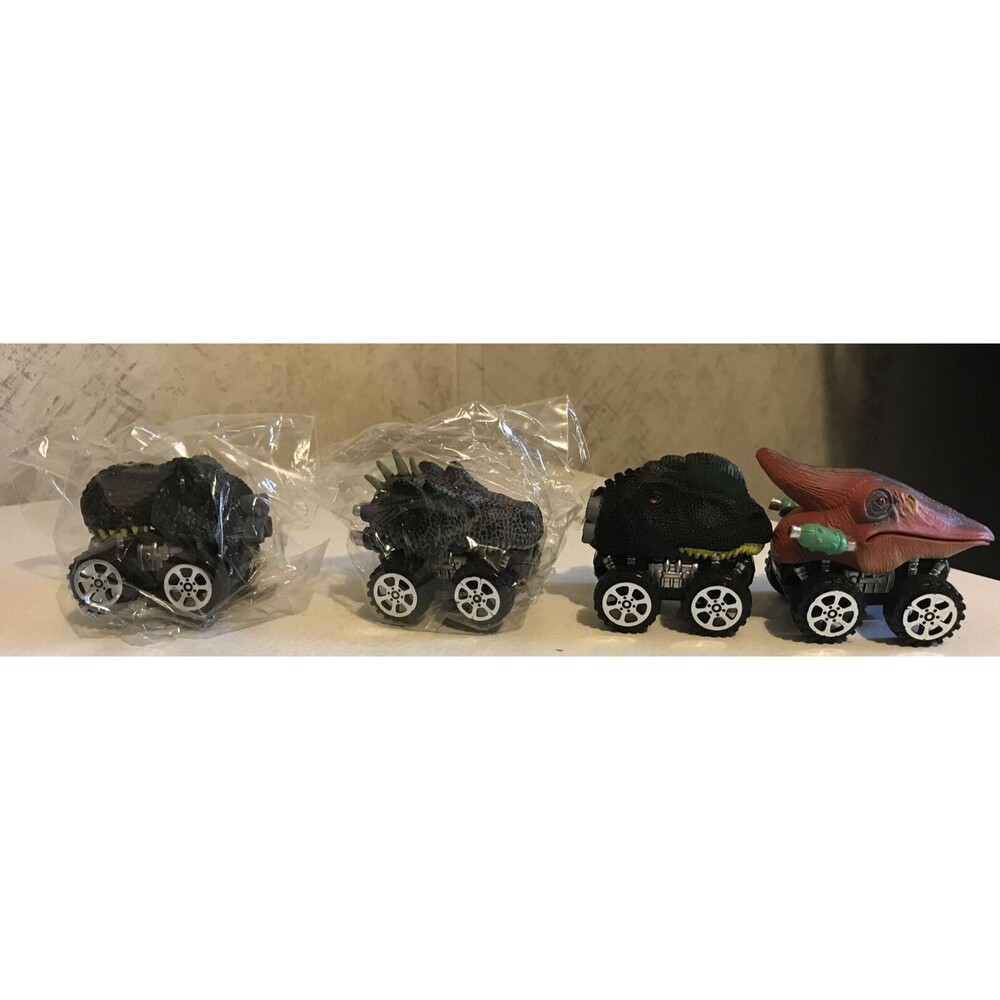 DINOBROS LOT OF 4 Dinosaur Toy Pull Back Cars Dino Toys Collectibles